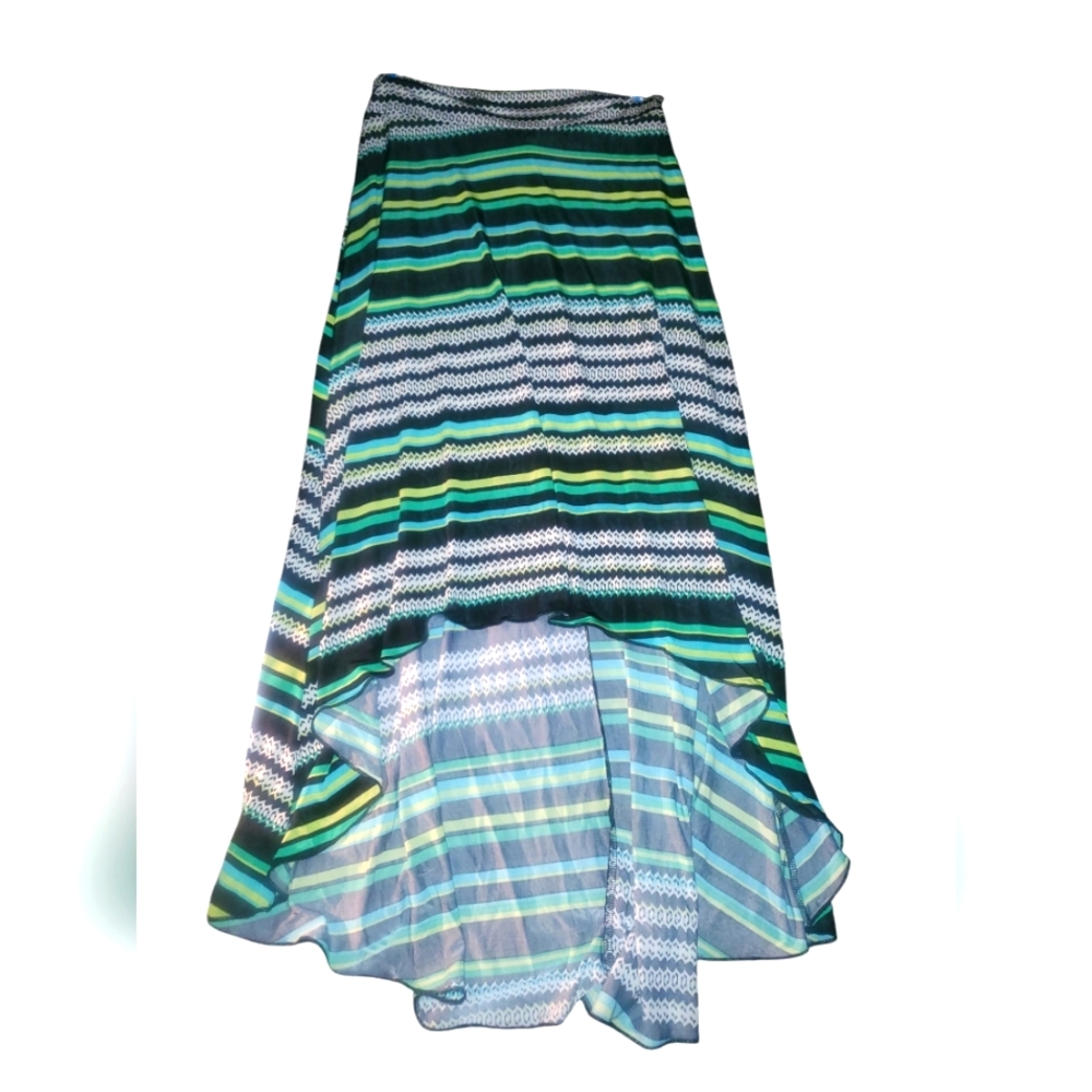 Moe Striped Green and Blue Maxi Skirt